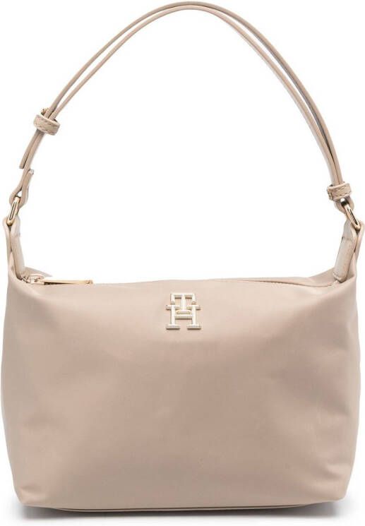 Tommy Hilfiger Shopper met logoplakkaat Beige
