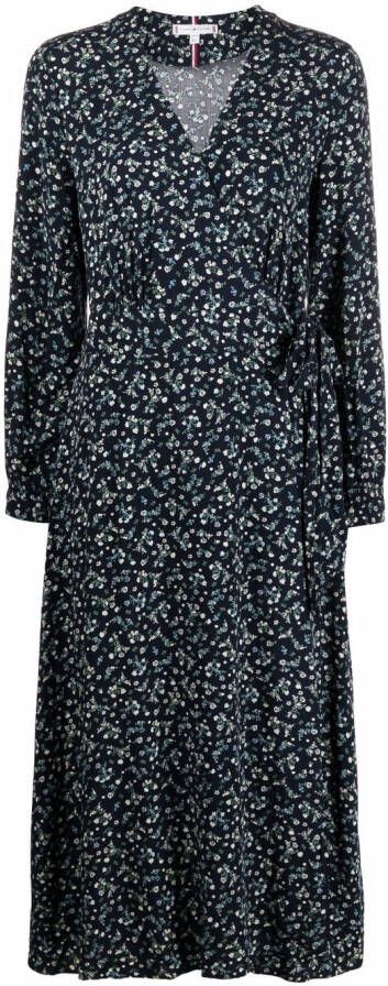Tommy Hilfiger Wikkeljurk met bloemenprint Blauw