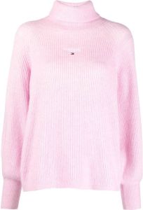 Tommy Jeans embroidered logo roll-neck jumper Roze