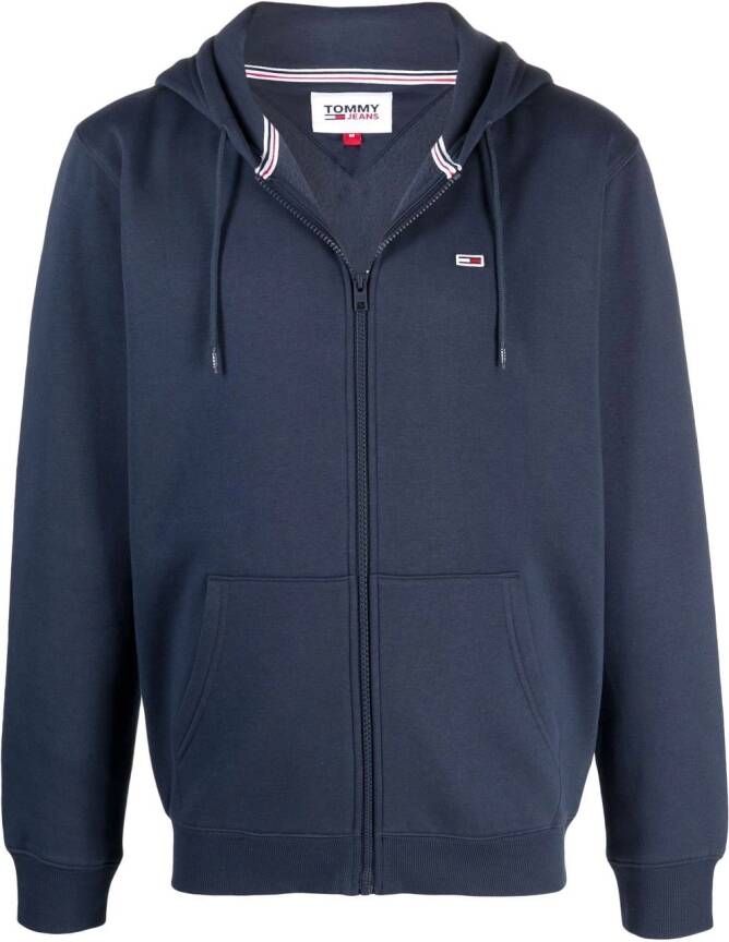 Tommy Jeans Hoodie met geribbelde afwerking Blauw