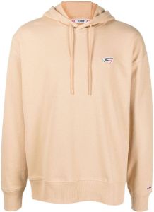 Tommy Jeans logo-appliqué drawstring hoodie Beige