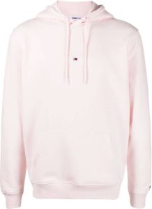Tommy Jeans logo-embroidered cotton hoodie Roze