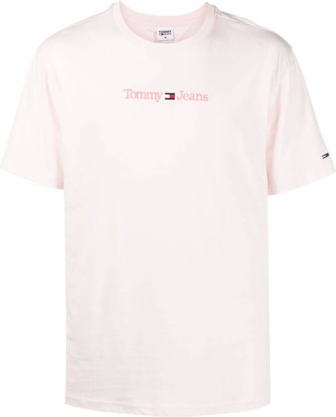 Tommy Jeans T-shirt met logopatch Roze