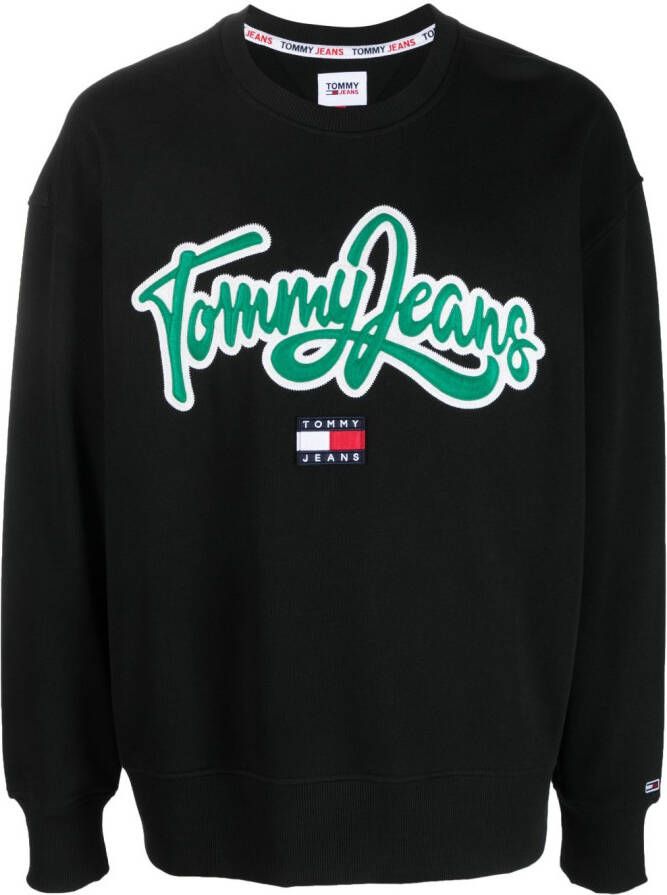 Tommy Jeans Sweater met geborduurd logo Zwart
