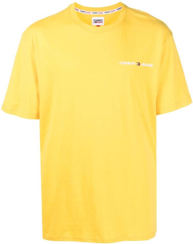 Tommy Jeans T-shirt met geborduurd logo Geel