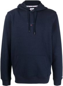 Tommy Jeans logo-embroidered drawstring hoodie Blauw