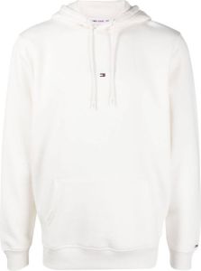 Tommy Jeans logo-embroidered drawstring hoodie Wit