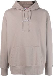 Tommy Jeans logo-embroidery drawstring hoodie Beige