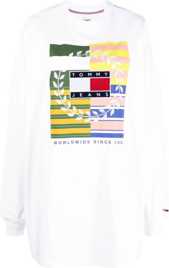 Tommy Jeans Sweaterjurk met logoprint Wit