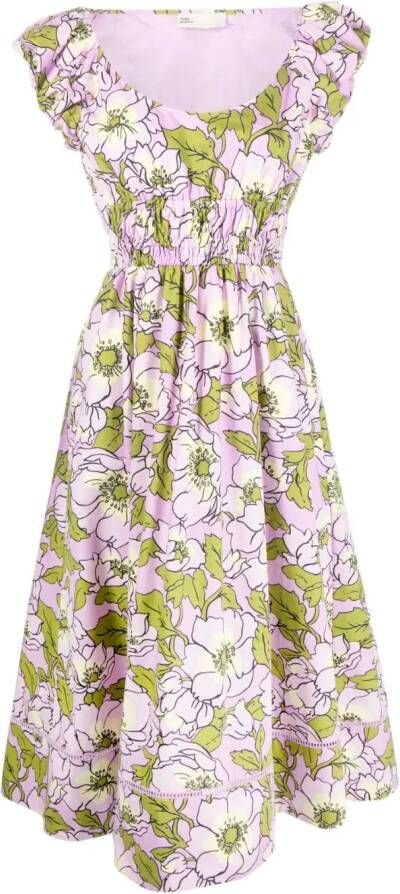 Tory Burch floral-print poplin maxi dress Paars