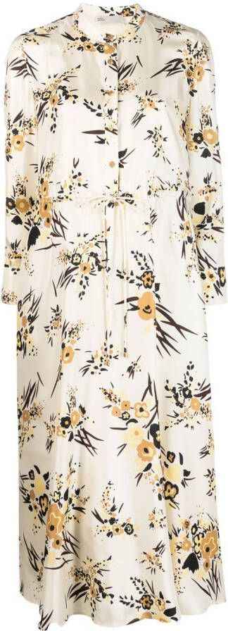 Tory Burch Midi-jurk met bloemenprint Beige