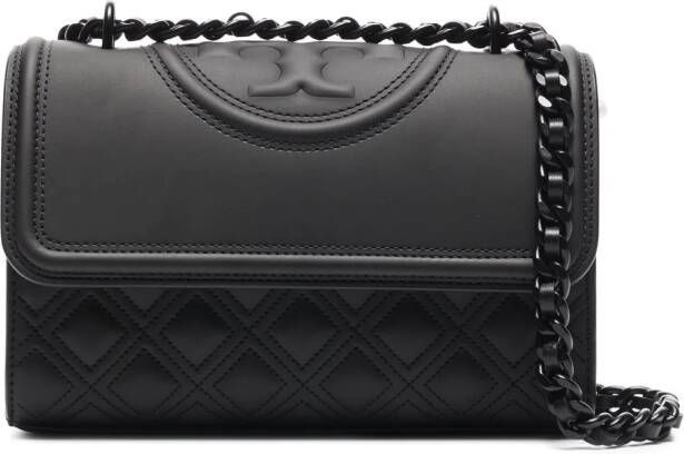 Tory Burch Kleine Fleming Matte verstelbare schoudertas Zwart