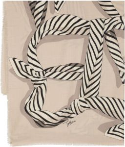 TOTEME knotted monogram-print scarf Beige