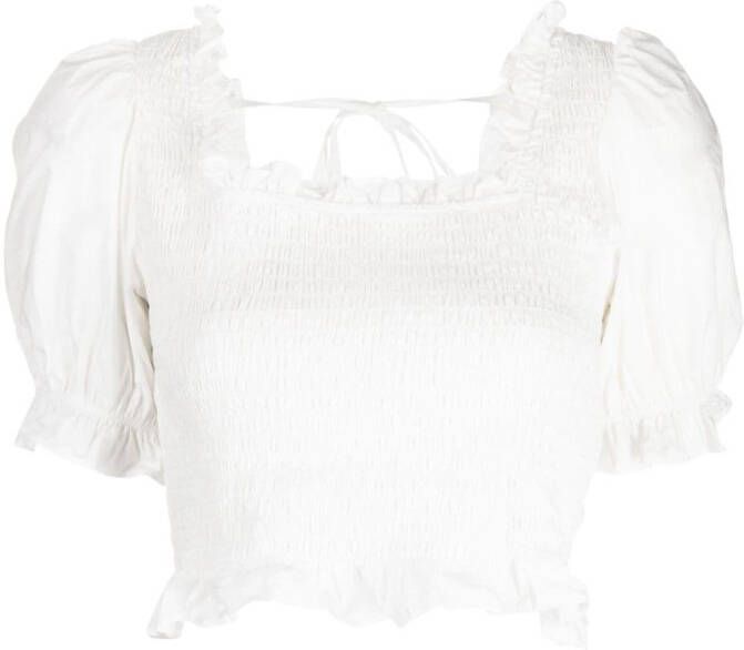 Tout a coup Blouse met cropped mouwen Wit