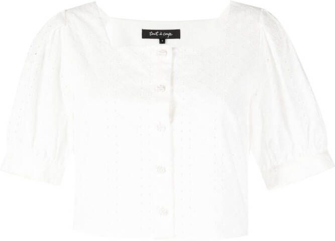 Tout a coup Broderie anglaise blouse Wit