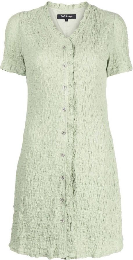 Tout a coup Jurk met cloqué-effect Groen