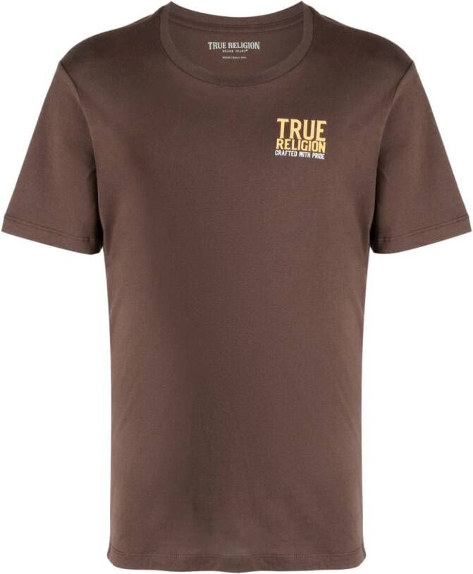 True Religion T-shirt met logoprint Bruin