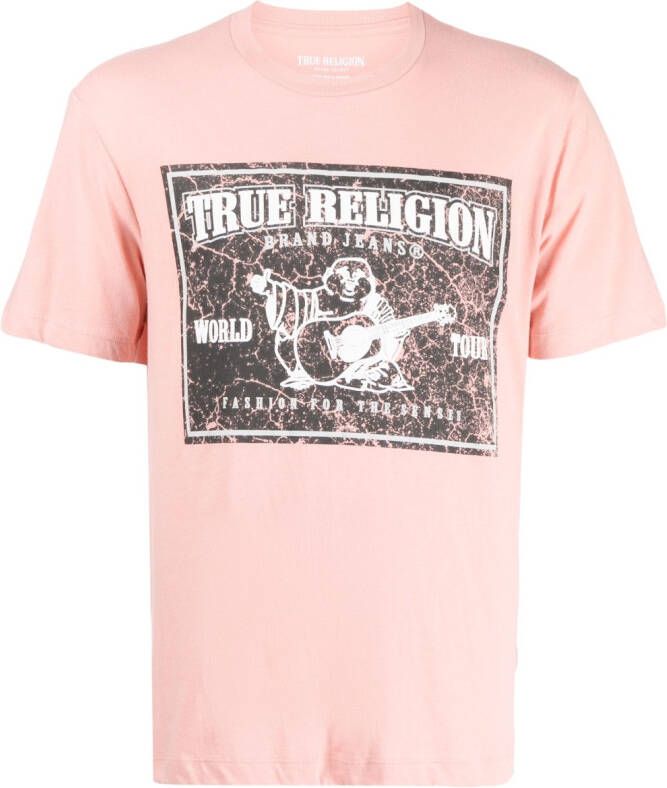 True Religion T-shirt met logoprint Roze