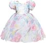 Tulleen Chablis jurk met bloe print Blauw - Thumbnail 1