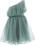 Tulleen Off-shoulder jurk Groen - Thumbnail 1