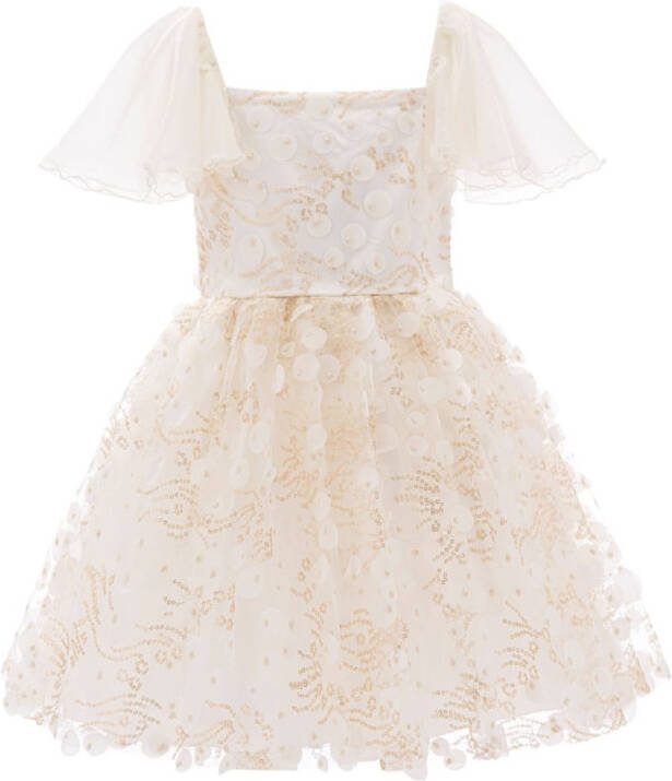 Tulleen Jurk met applicatie Beige
