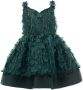 Tulleen Jurk met bloe applicatie Groen - Thumbnail 1