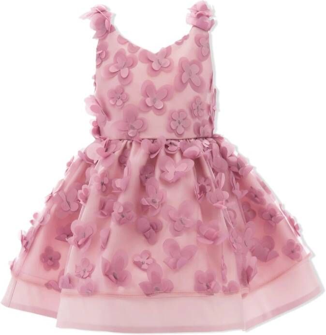 Tulleen Jurk met bloe patch Roze