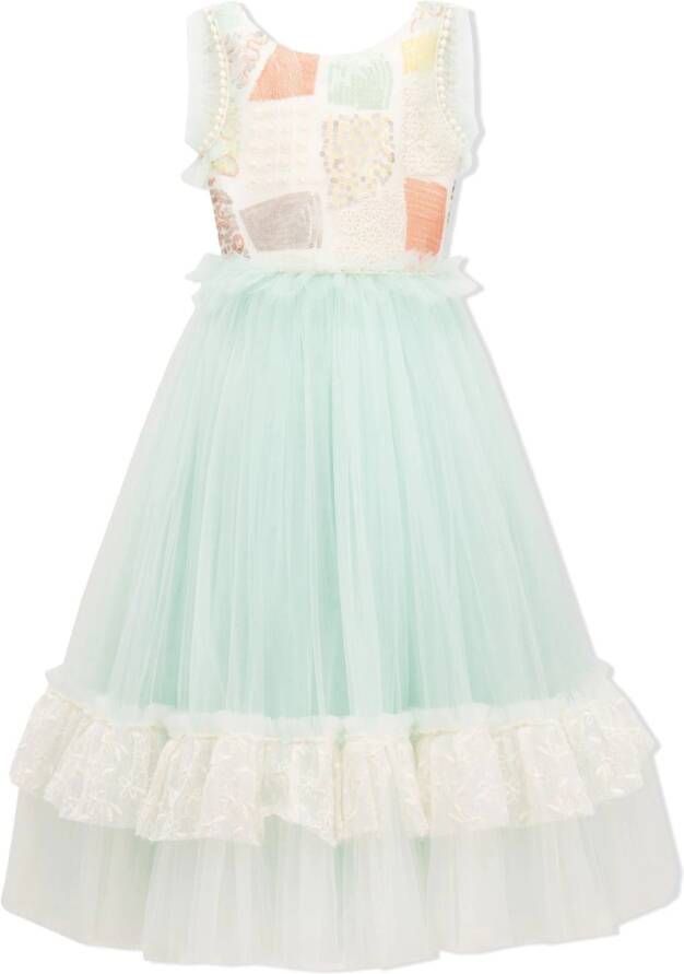 Tulleen Jurk met pailletten Blauw