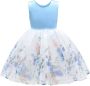 Tulleen Mabel jurk met bloe print Blauw - Thumbnail 1