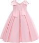 Tulleen Palermo jurk met strikdetail Roze - Thumbnail 1