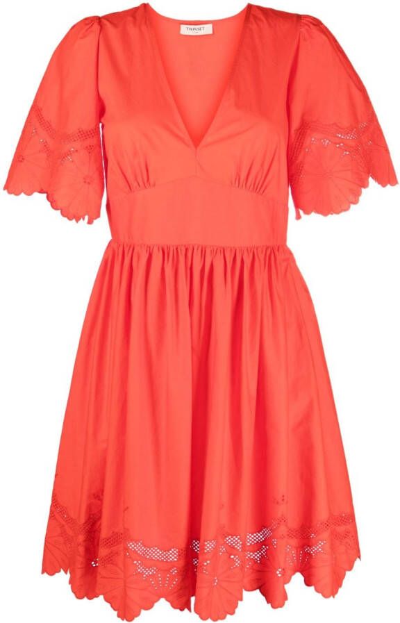 TWINSET Broderie anglaise mini-jurk Oranje