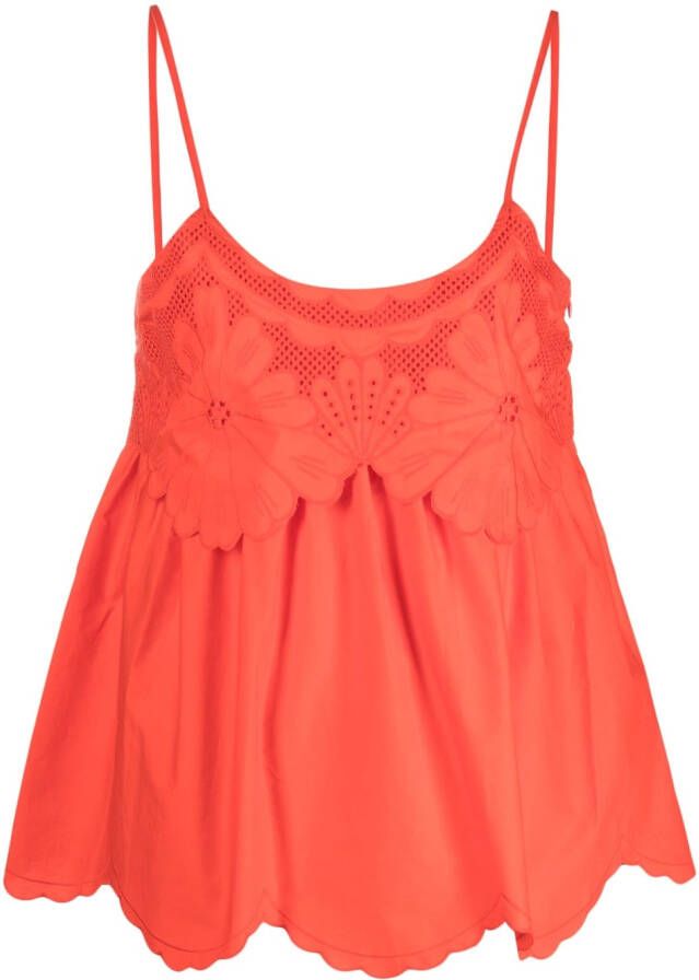 TWINSET Broderie anglaise top Oranje