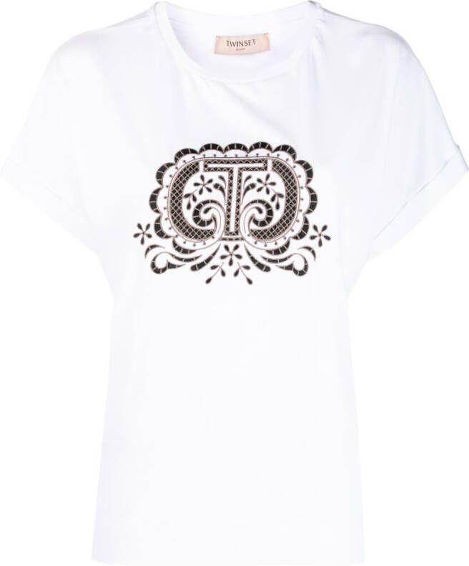 TWINSET T-shirt met geborduurd logo Wit