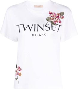 TWINSET T-shirt met geborduurd log Wit
