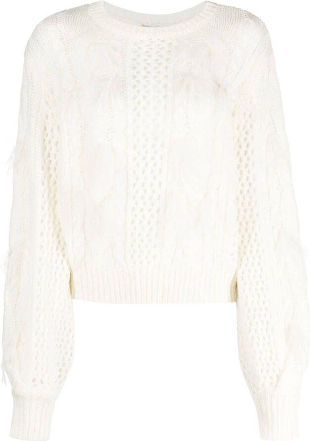 TWINSET feather-detail cable-knit jumper Wit