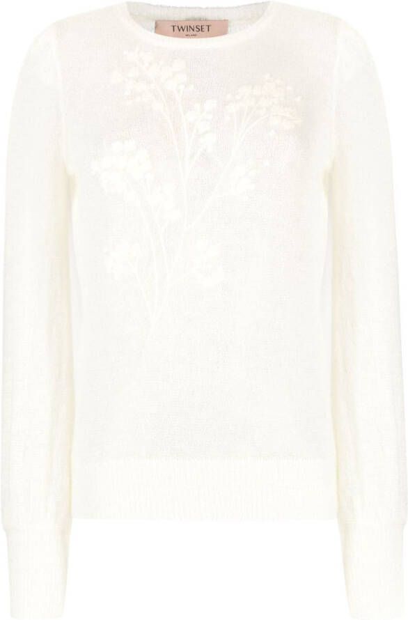 TWINSET Trui met geborduurde bloemen Beige