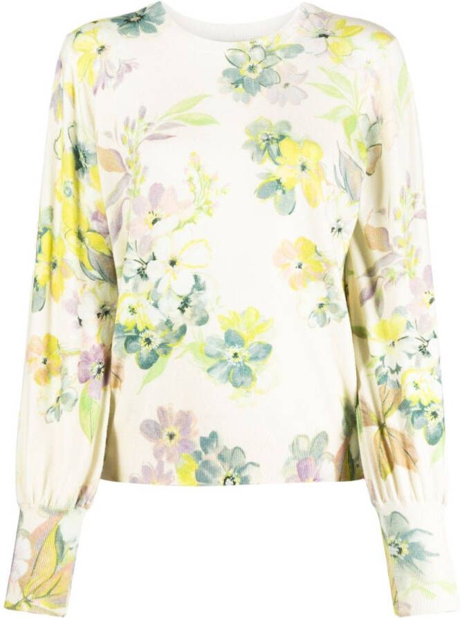 TWINSET floral-print fine-knit jumper Beige