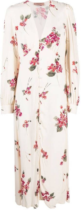 TWINSET Midi-jurk met bloemenprint Beige