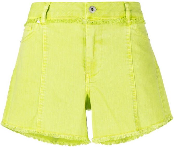 TWINSET Denim shorts met franje Groen