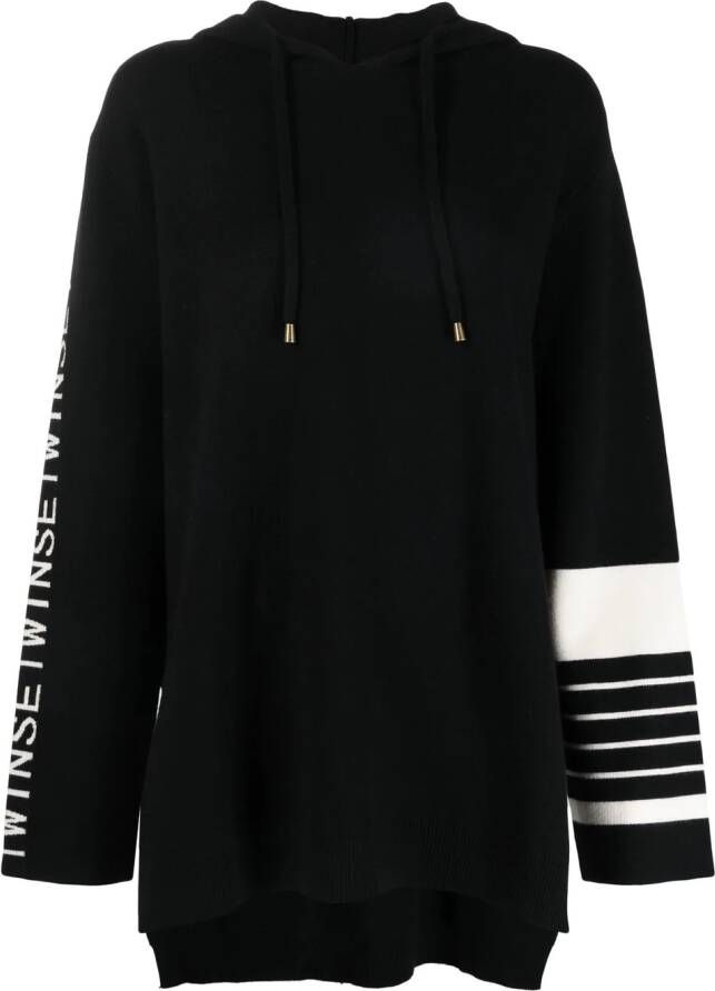 TWINSET Hoodie met logo afwerking Zwart