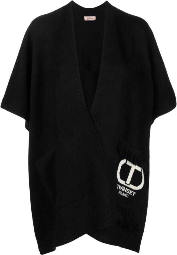 TWINSET Vest met intarsia logo Zwart