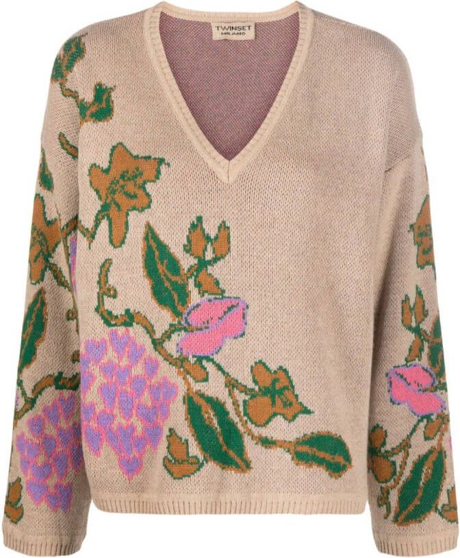 TWINSET Intarsia trui Beige
