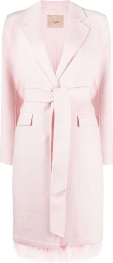 TWINSET Jas met veren afwerking Roze