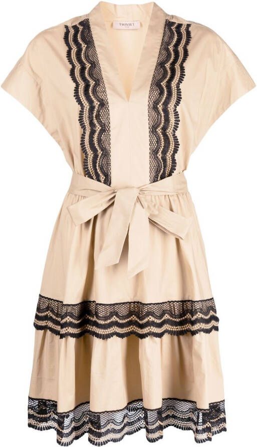 TWINSET Jurk met kant Beige