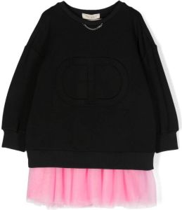 TWINSET Kids Sweaterjurk met logo-reliëf Zwart
