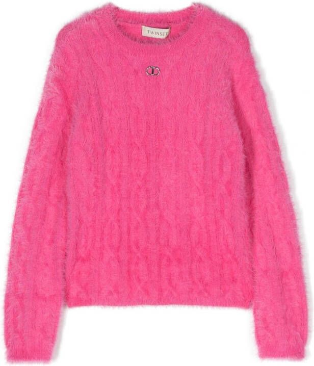 TWINSET Kids Kabelgebreide trui Roze