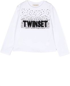 TWINSET Kids T-shirt met verfraaid logo Wit