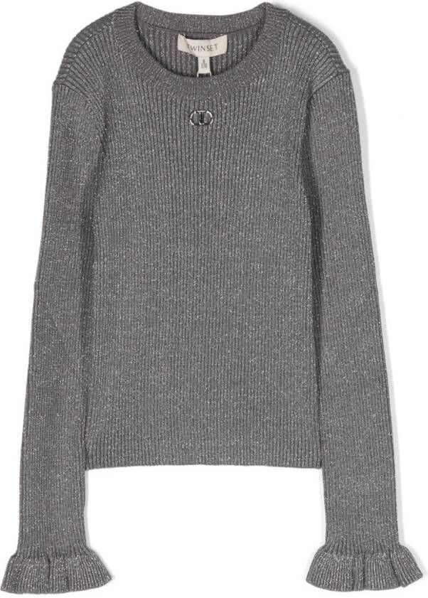 TWINSET Kids Ribgebreide trui Grijs