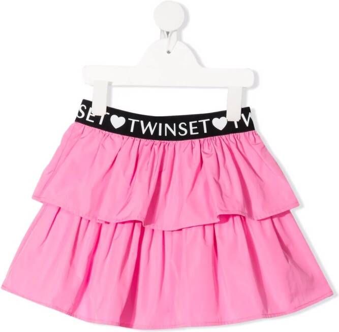 TWINSET Kids Rok met logoband Roze