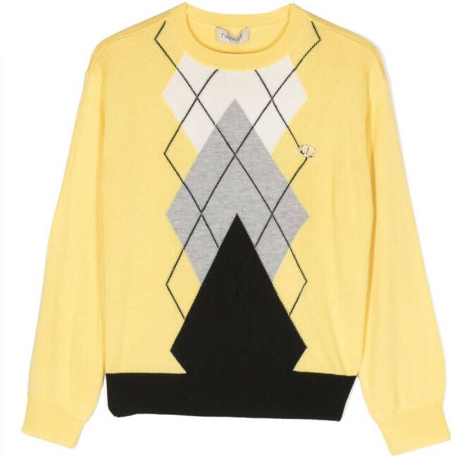 TWINSET Kids Sweater met logo bedel Geel